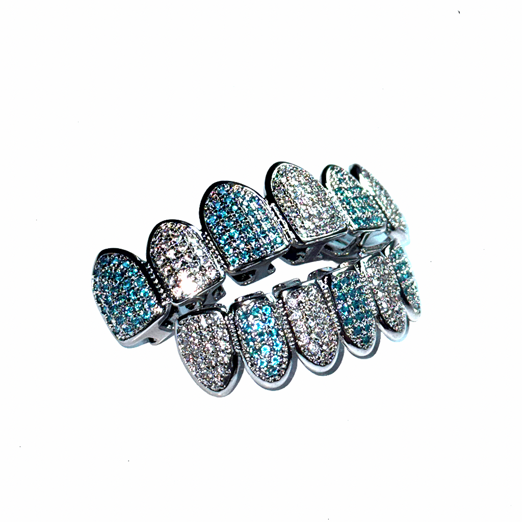 Blue+Silver ICED Grilzz