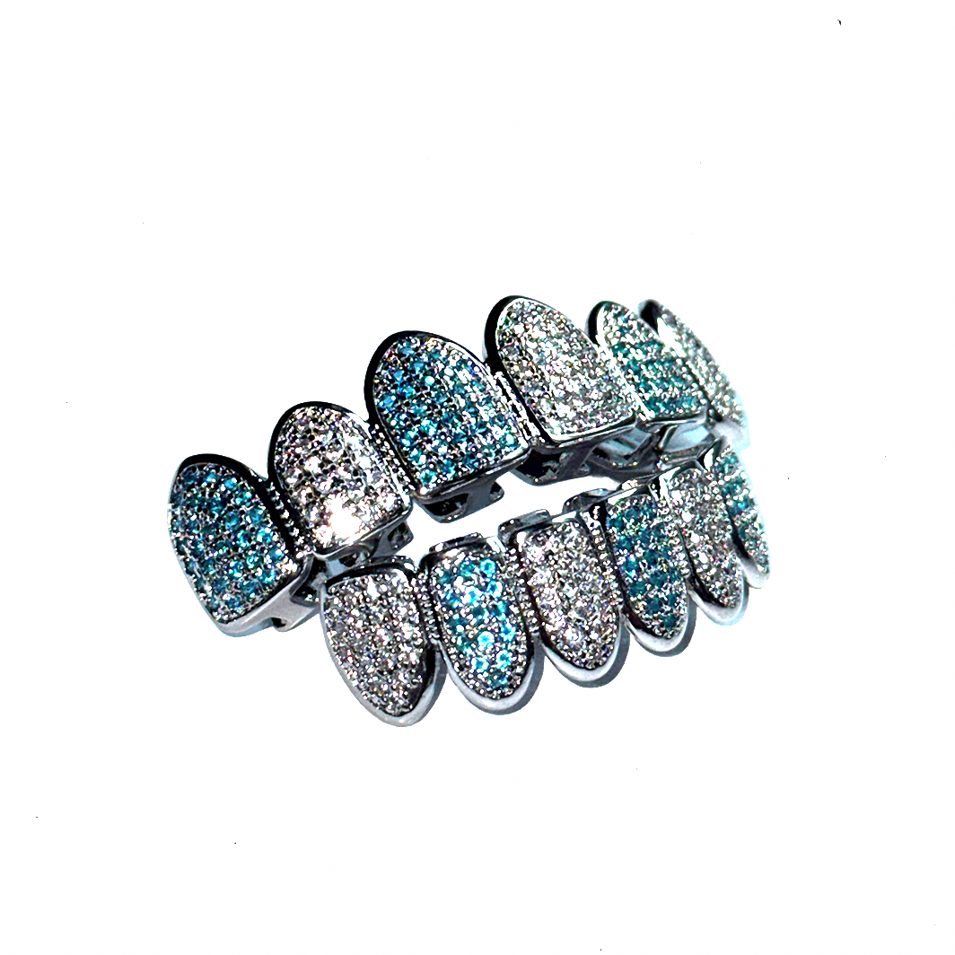 Blue+Silver ICED Grilzz