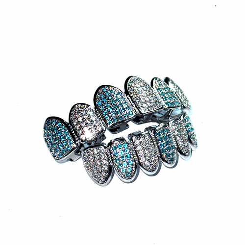 Blue+Silver ICED Grilzz