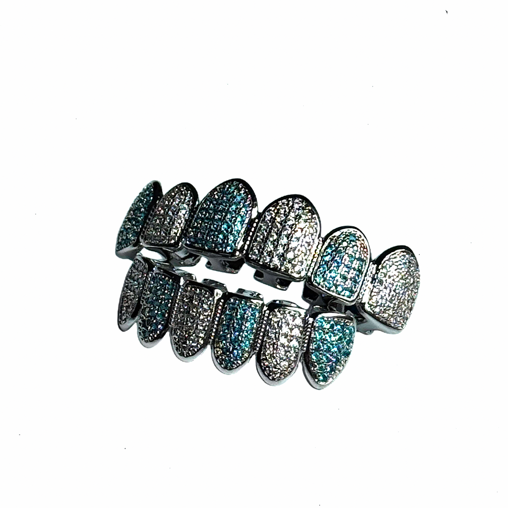 Blue+Silver ICED Grilzz
